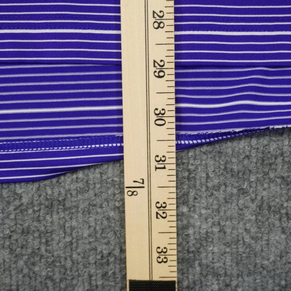 Adidas Polo Shirt Mens Medium Purple Striped Pinehurst 1895 Climalite Golf